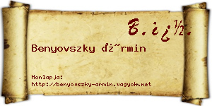 Benyovszky Ármin névjegykártya